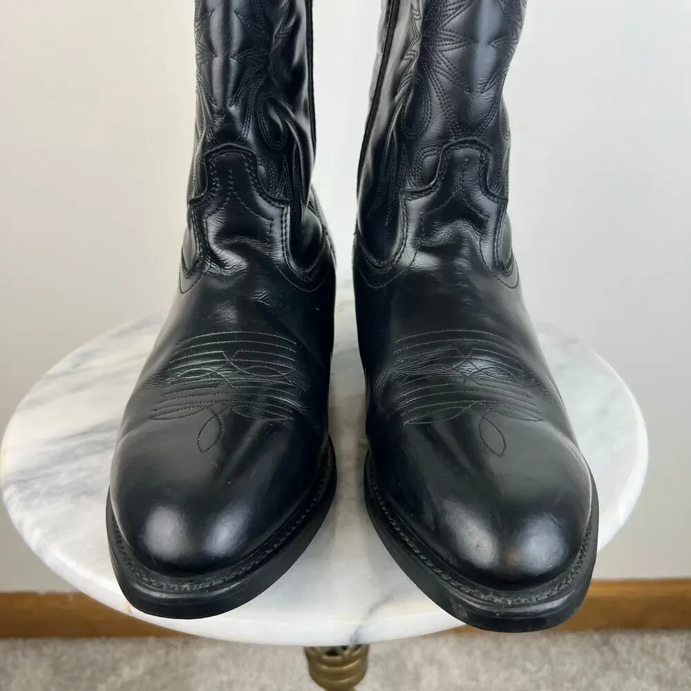 Laredo Men's Black Genuine Leather Paris Western Cowboy Boots (Sz 11 Extra Wide)